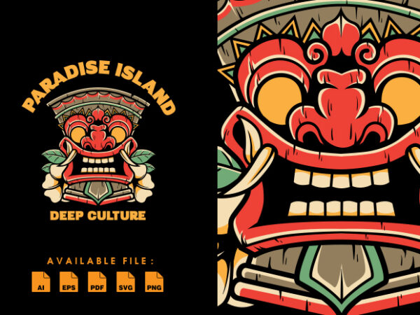 Barong tiki vector t-shirt design