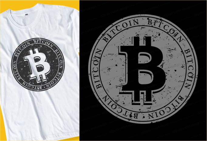 bitcoin logo t shirt design typography graphic, vector, illustration lettering