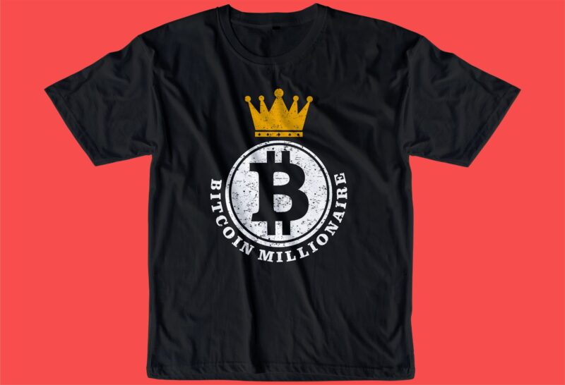 BITCOIN CRYPTO BTC t shirt design SVG, cryptocurrency, typography graphic, vector, illustration lettering
