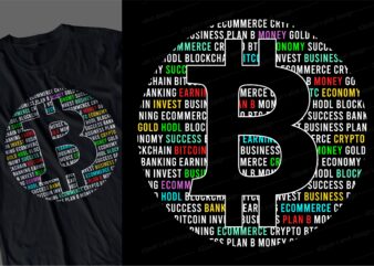 bitcoin and cryptocurrency t shirt design SVG, cryptocurrency, crypto, typography graphic, vector, illustration lettering