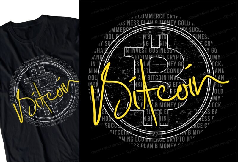 paket desain kaos bitcoin dan cryptocurrency, desain kaos bitcoin, desain kaos cryptocurrency, desain kaos kripto crypto, tipografi, logo bitcoin, logo kripto, vektor, ilustrasi huruf