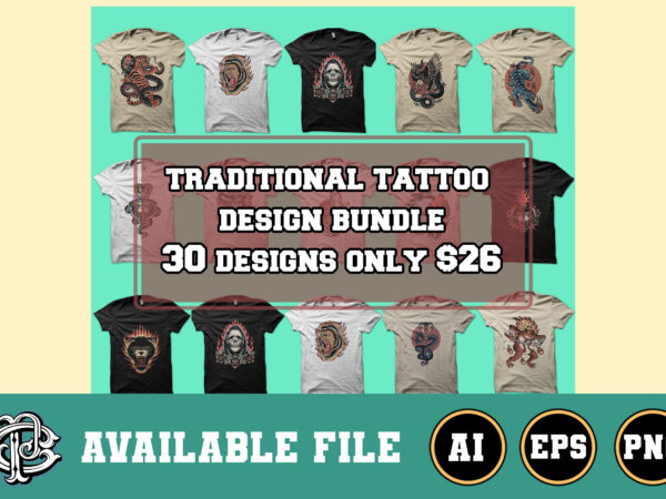 Traditional tattoo inspired design bundle