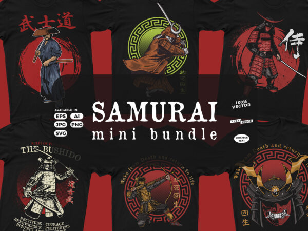 Samurai mini bundle t shirt template vector
