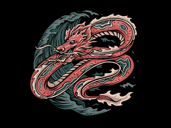 Japanese snake tshirt design