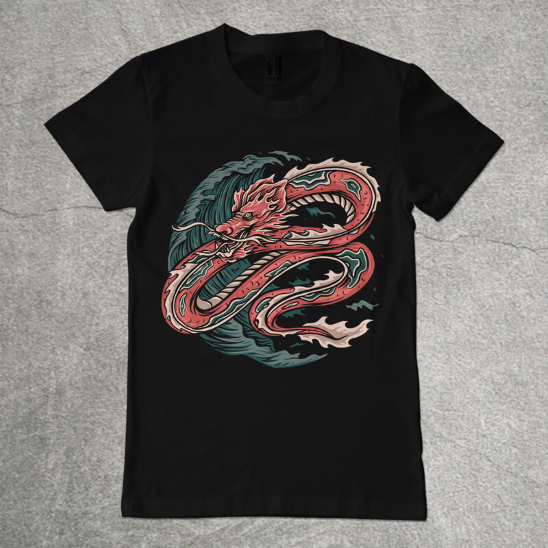 japanese snake tshirt design