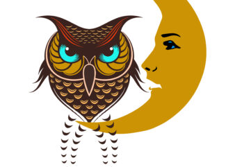 Owl tattoo art, Owl Svg, Moon Svg, Moon owl t shirt design