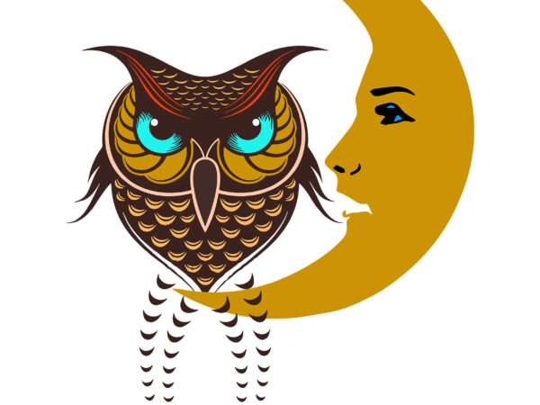 Owl tattoo art, owl svg, moon svg, moon owl t shirt design