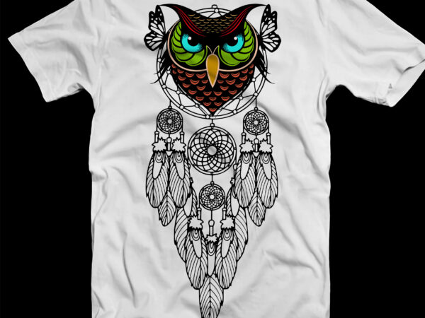 Owl svg, owl dream catcher svg, owl t shirt design