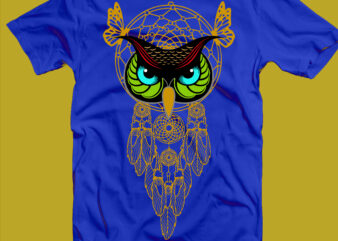 Owl Head png, Owl dream catcher vector, Owl dream catcher Png, Owl t shirt design