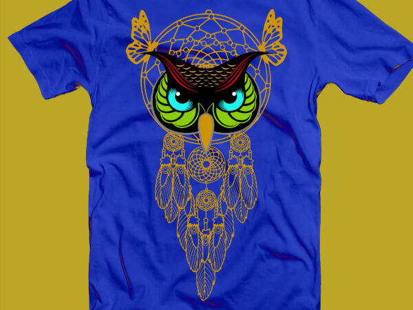 Owl head png, owl dream catcher vector, owl dream catcher png, owl t shirt design