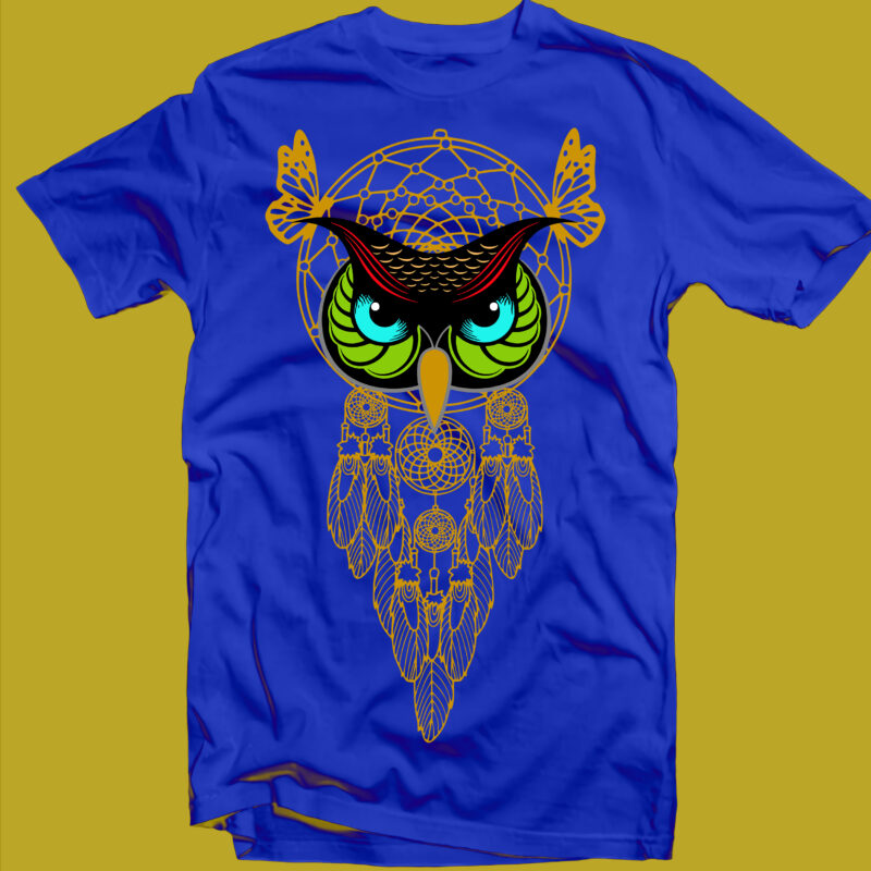 Owl Head png, Owl dream catcher vector, Owl dream catcher Png, Owl t shirt design