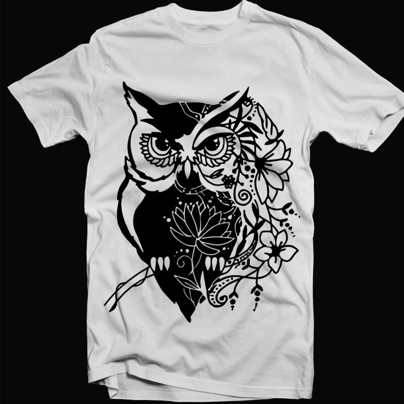 Owl SVG 9 Bundle, Bundle Owl, Owl Bundle, Owl mandala Svg, Owl dream catcher Svg, Owl zentangle Svg, Floral motifs mixed black and white vector, Owl Svg, Owl vector, Owl
