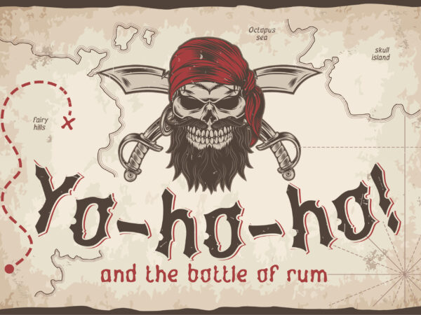 Yo-ho-ho. vintage label font t shirt design template