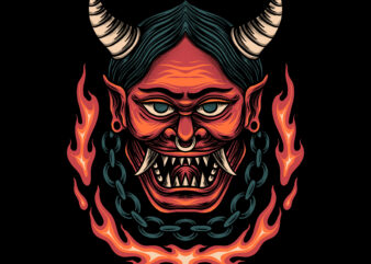 Oni traditional illustration t-shirt design