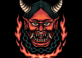 Oni traditional illustration t-shirt design