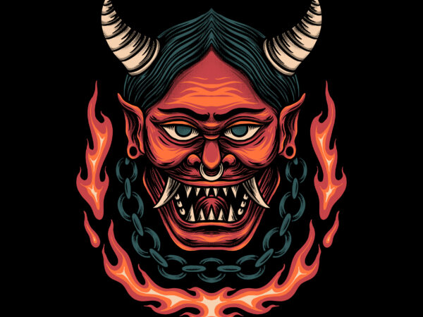 Oni traditional illustration t-shirt design