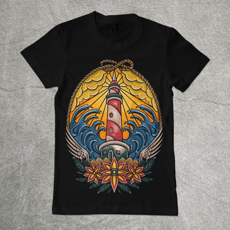 The ocean traditional tshirt design