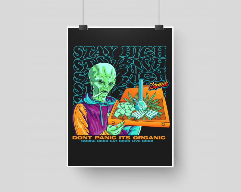 Weed Aliens Stay high tshirt design for sale