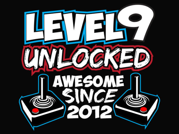 Level 9 unlocked png, awesome since 2012 svg, video game birthday boy t-shirt design,gaming birthday tee 9 year old png, level 9 unlocked svg, game remote control png, 9th birthday