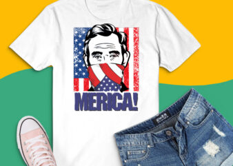 Merica Fourth 4th of July png, Abraham Lincoln with bandana USA svg, Funny USA Flag T-Shirt design, fourth of july,4th of july png,independence day 2021 svg,Vintage Merica Graphic png, Patriotic