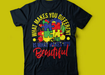 what make you different is what makes you beautiful typography design | puzzle autism design