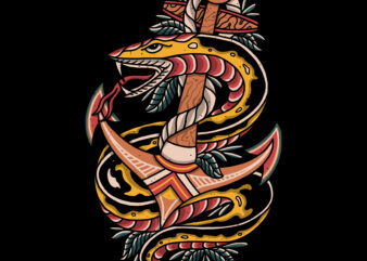 Snake and anchor tshirt design