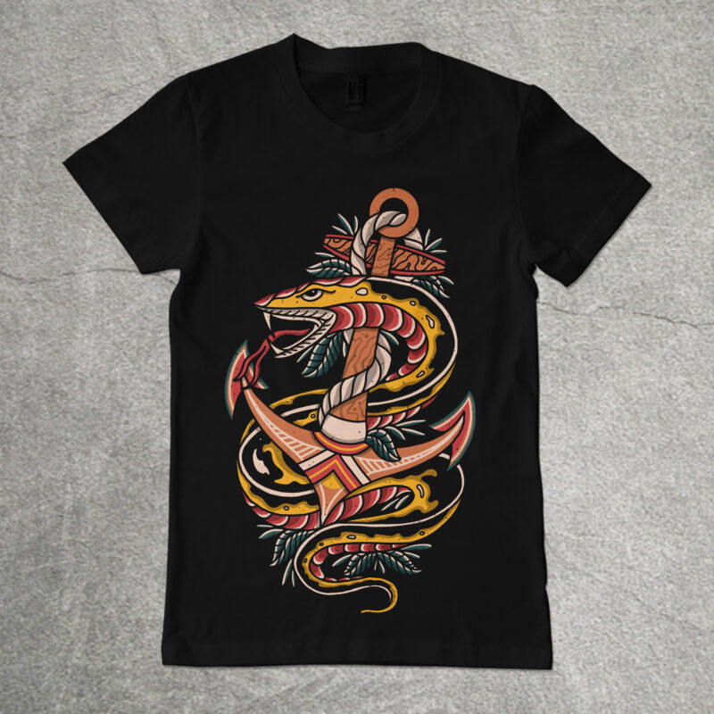 Snake and anchor tshirt design