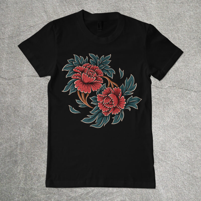 Twin roses tshirt design
