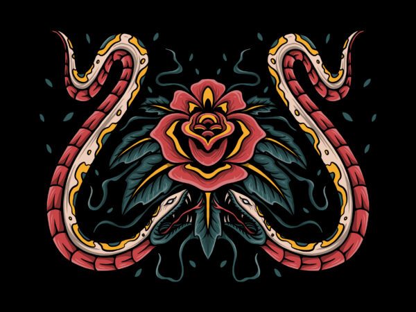 Twin snake oldschool tshirt design