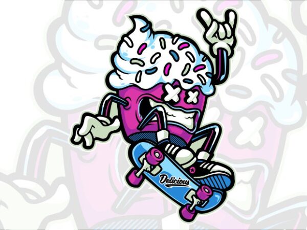 Cupcake skateboard t shirt vector file