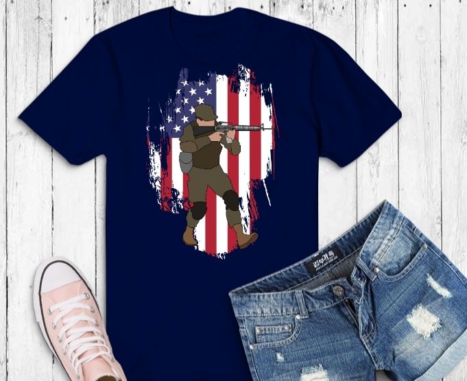 Memorial Day Veterans US Pride Gift svg, US Army Veteran With Gun png, American Flag US Pride Memorial Day T-Shirt,American Flag Military May 25th Gift,Military Daughter Freedom Memorial Day,July 4th,