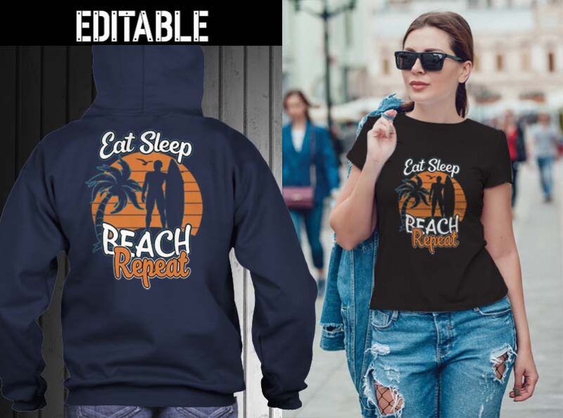 65 Eat sleep repeat bundle tshirt designs editable