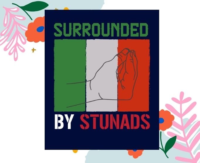 Surrounded by Stunads Funny Italian Sayings svg, italian Republican Hand Gesture png, Surrounded by Stunads Funny Italian Sayings, Italian Roots Themed, Gift Italy Flag Theme, Italian Republican day
