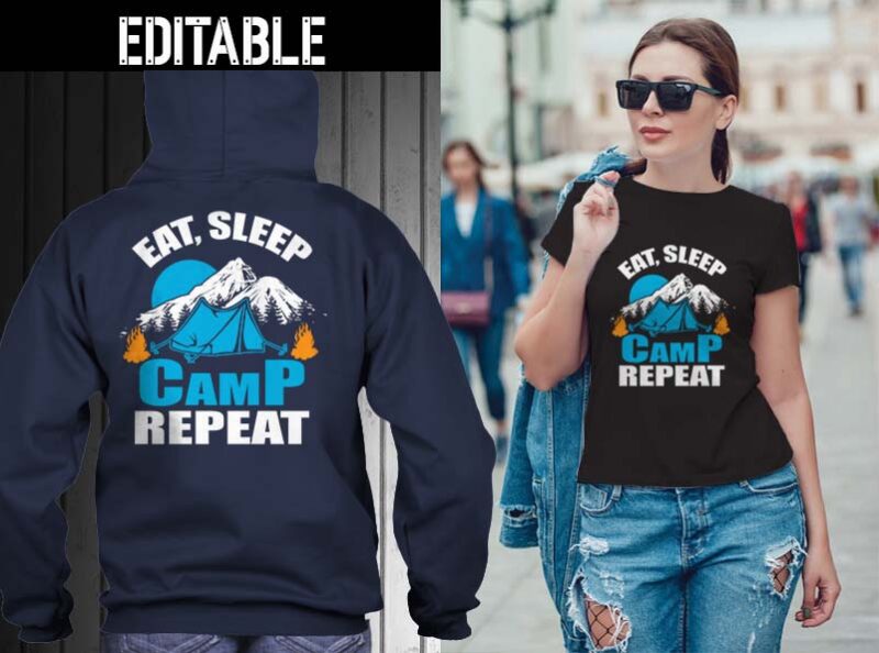 65 Eat sleep repeat bundle tshirt designs editable