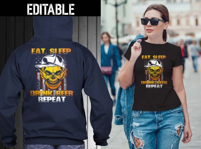 65 Eat sleep repeat bundle tshirt designs editable