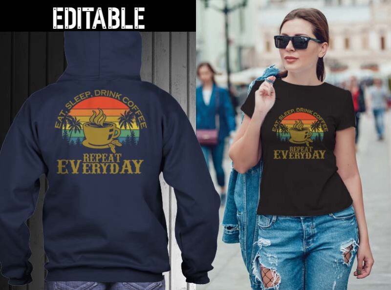 65 Eat sleep repeat bundle tshirt designs editable