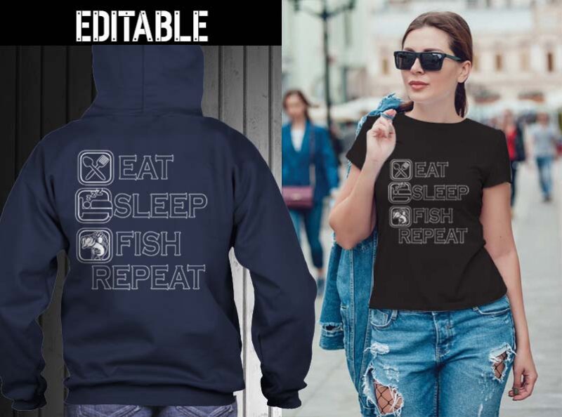 65 Eat sleep repeat bundle tshirt designs editable