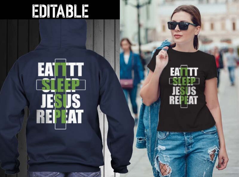 65 Eat sleep repeat bundle tshirt designs editable