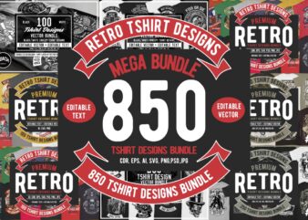 850 tshirt designs retro mega bundle