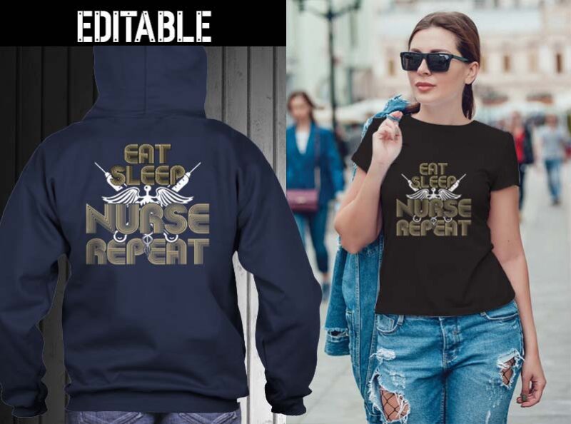 65 Eat sleep repeat bundle tshirt designs editable