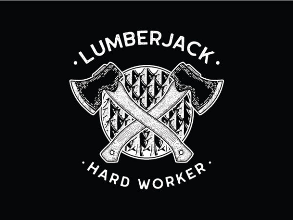 Line art vector illustration of axe cutting wood lumberjack
