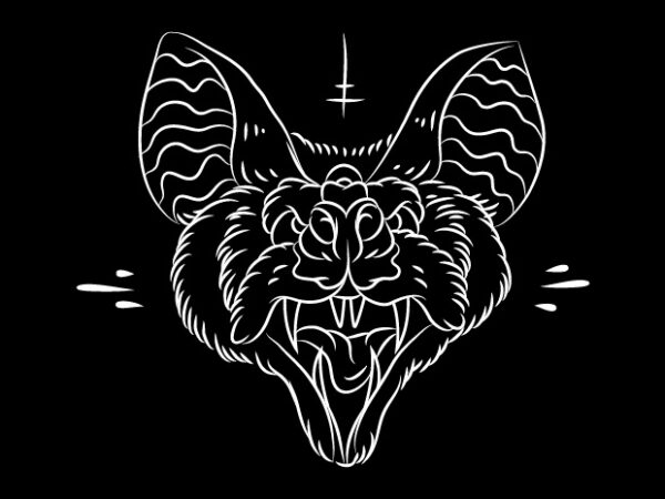 Line art bat illustration t shirt vector graphic