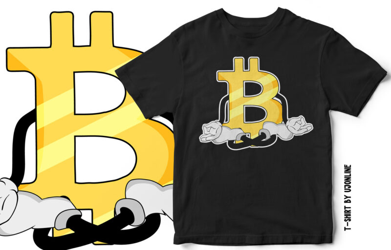 Bitcoin Doing Yoga – Cryptocurrency Bitcoin T-Shirt Design