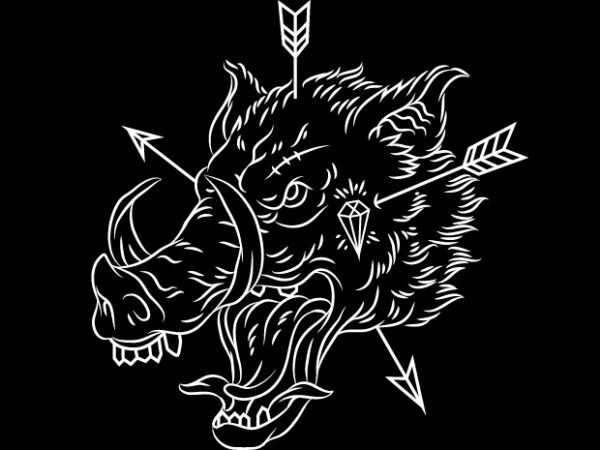 Boar head line art t shirt template