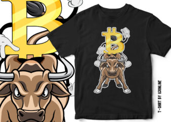 Bullish Bitcoin – THE RISE OF BITCOIN – Cryptocurrency t-shirt design