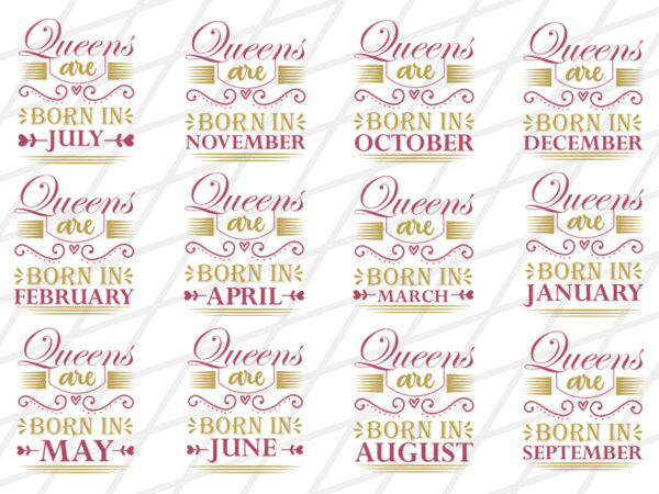 Queens are born in quotes designs bundle