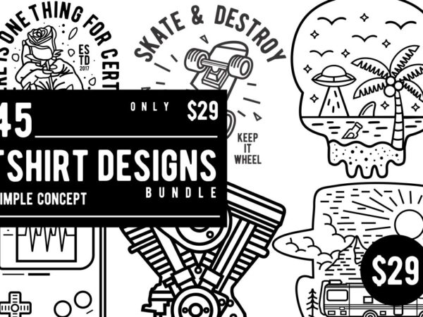 45 tshirt designs bundle simple concept 45 tshirt designs bundle simple concept