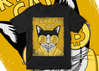 Crypto Cat – Bitcoin Cat – Crypto Currency T-Shirt Design