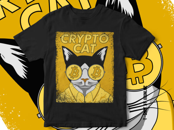 Crypto cat – bitcoin cat – crypto currency t-shirt design
