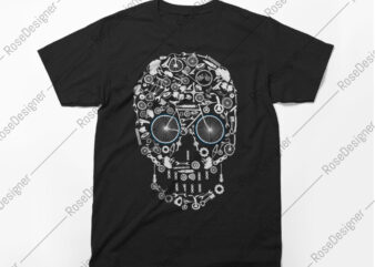 Cyclist Skull Vector T-Shirt Art Design, Cycle Hobby, Cyclist, Cyclist skul SVG